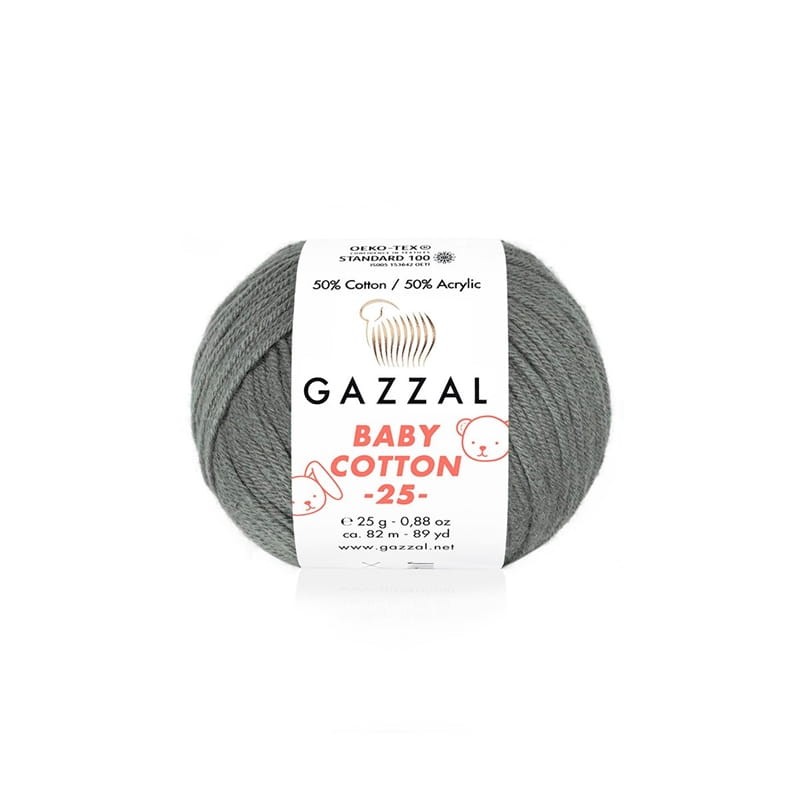 Włóczka Gazzal Baby Cotton 3450 - 25g - ciemny szary