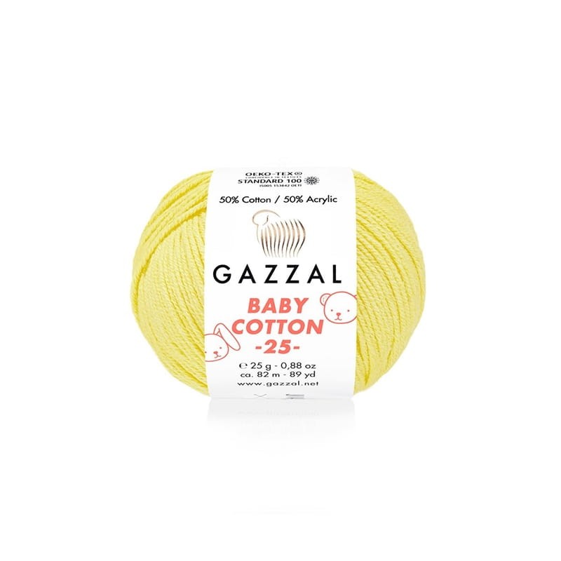 Włóczka Gazzal Baby Cotton 3413 - 25g - jasny żółty
