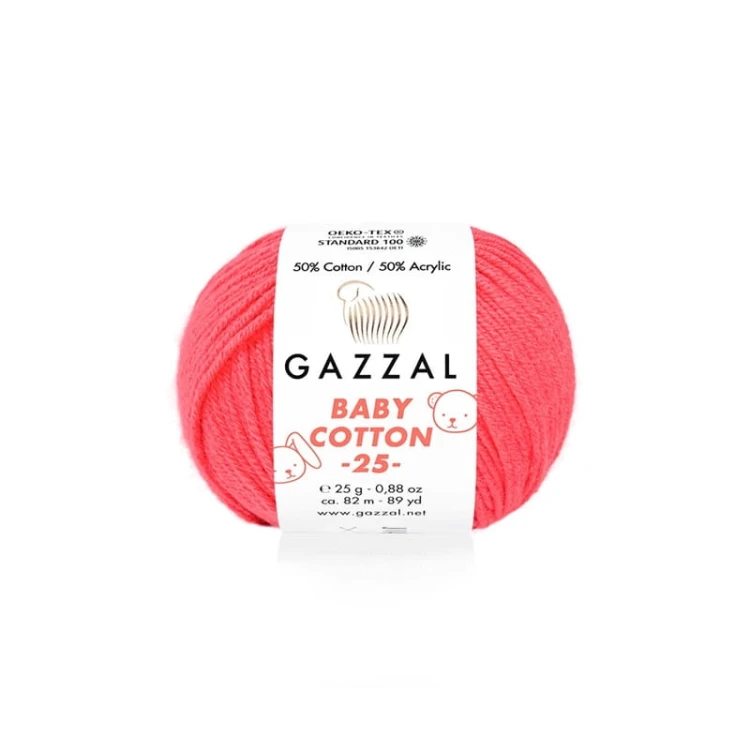 Włóczka Gazzal Baby Cotton 3458 - 25g - ultra ciemny koral
