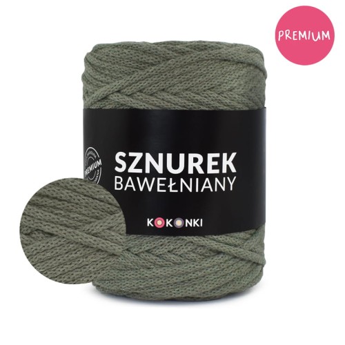 Sznurek bawełniany by KOKONKI 5mm / rolka 100m / khaki (wiązany) - NOWA PARTIA
