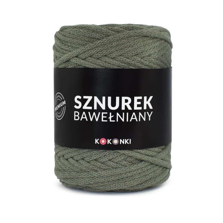 Sznurek bawełniany by KOKONKI 5mm / rolka 100m / khaki (wiązany) - NOWA PARTIA