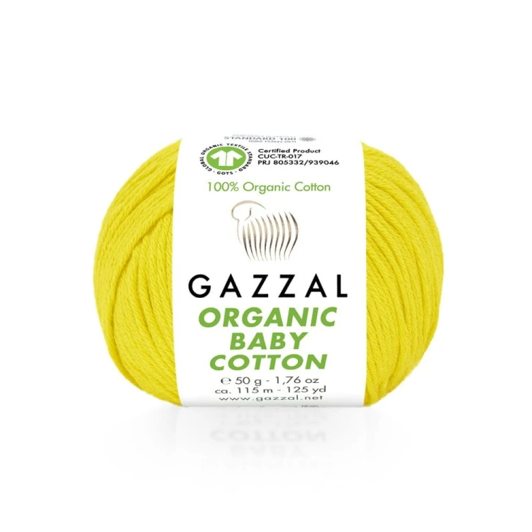 Włóczka Gazzal Organic Baby Cotton 420 / żółty