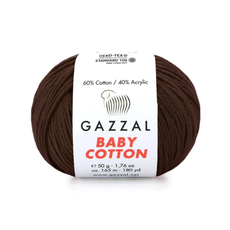 Włóczka Gazzal Baby Cotton 3436 - 50g - brąz