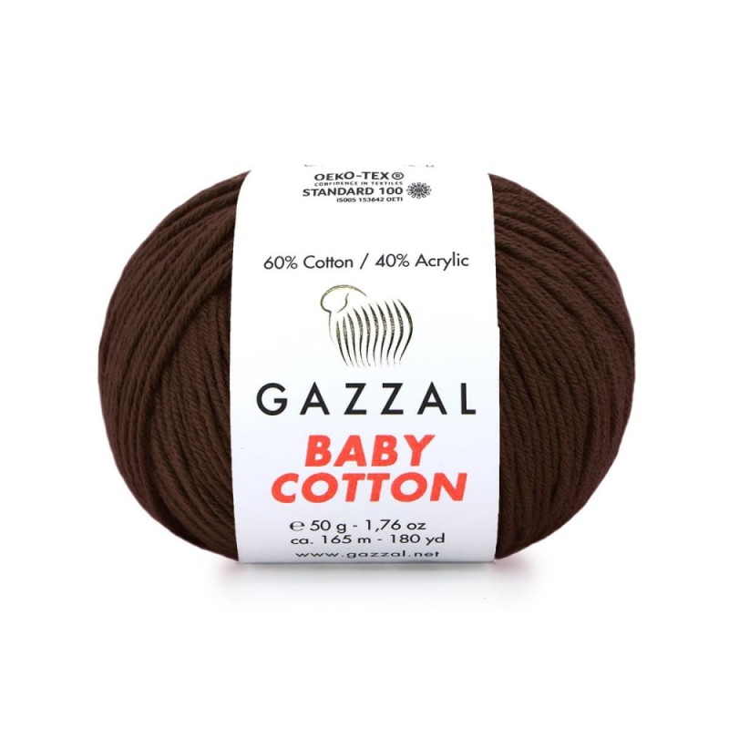 Włóczka Gazzal Baby Cotton 3436 - 50g - brąz