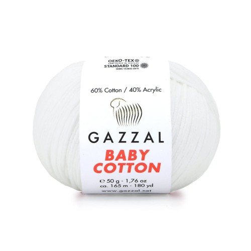 Włóczka Gazzal Baby Cotton 3432 - 50g - biel
