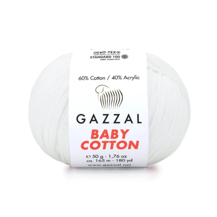 Włóczka Gazzal Baby Cotton 3432 - 50g - biel