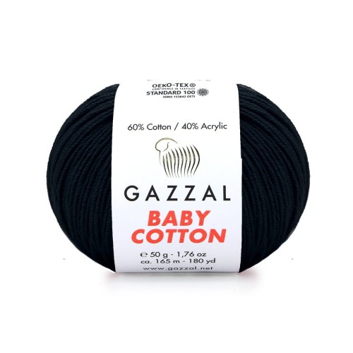 Włóczka Gazzal Baby Cotton 3433 - 50g - czerń