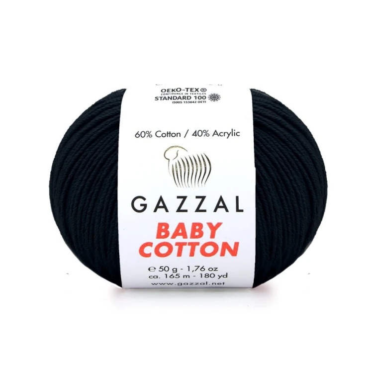 Włóczka Gazzal Baby Cotton 3433 - 50g - czerń