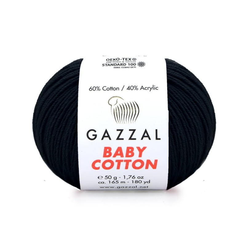 Włóczka Gazzal Baby Cotton 3433 - 50g - czerń