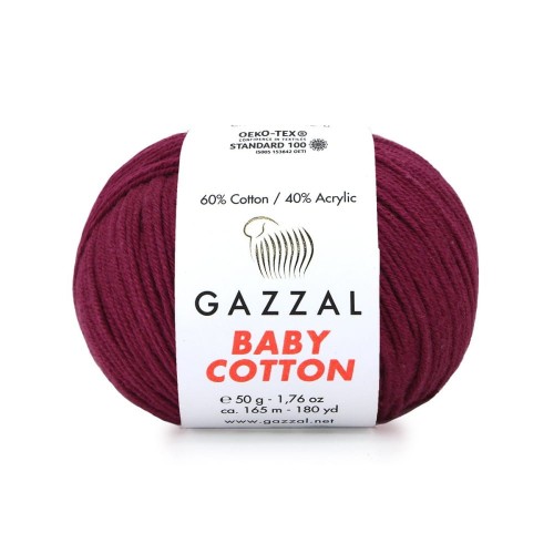 Włóczka Gazzal Baby Cotton 3442 - 50g - bordo