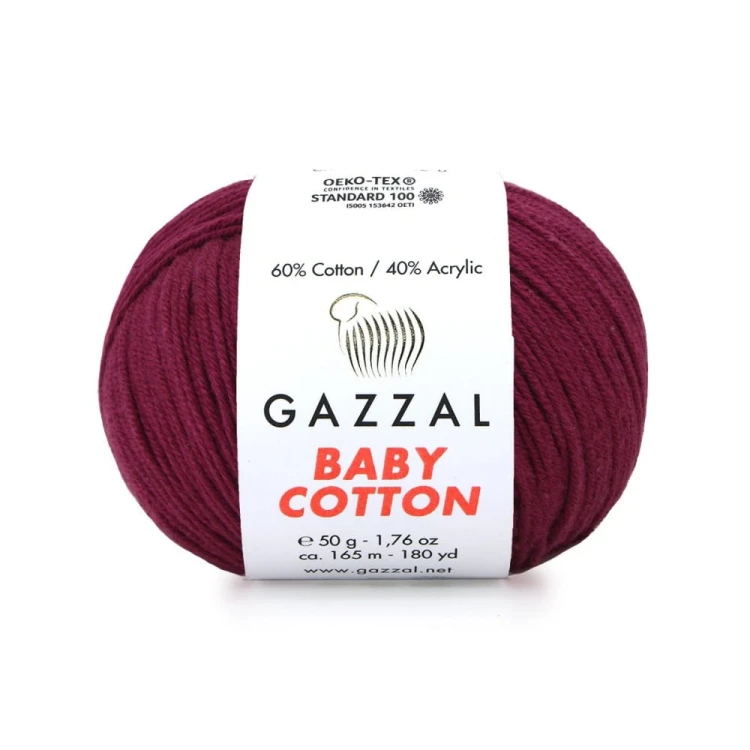 Włóczka Gazzal Baby Cotton 3442 - 50g - bordo