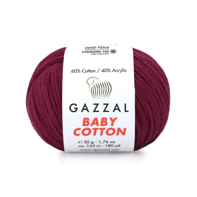 Włóczka Gazzal Baby Cotton 3442 - 50g - bordo
