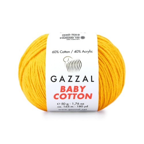 Włóczka Gazzal Baby Cotton 3417 - 50g - żółty