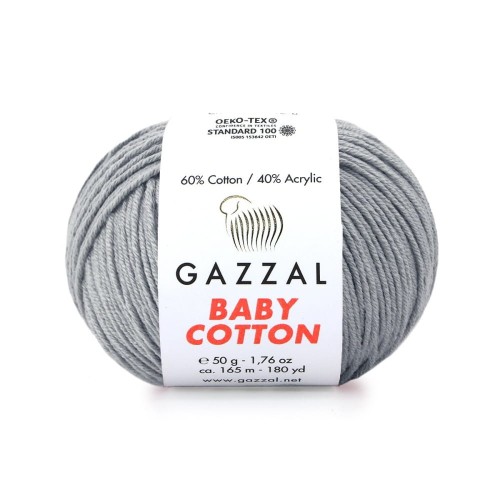 Włóczka Gazzal Baby Cotton 3430 - 50g - szary