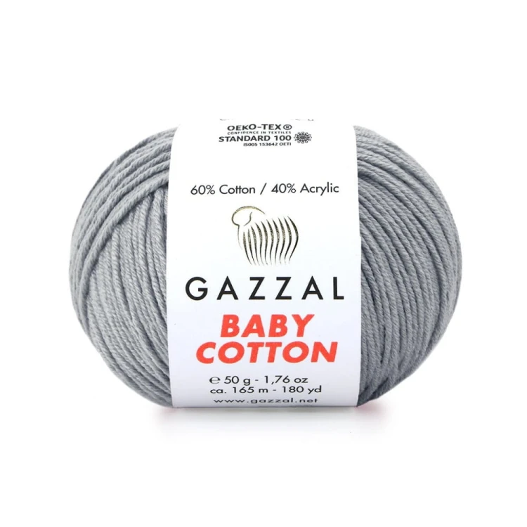Włóczka Gazzal Baby Cotton 3430 - 50g - szary