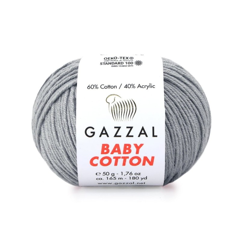 Włóczka Gazzal Baby Cotton 3430 - 50g - szary