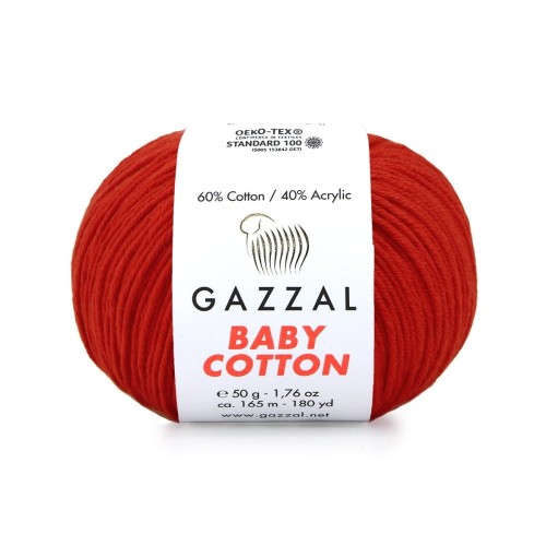 Włóczka Gazzal Baby Cotton 3443 - 50g - czerwony