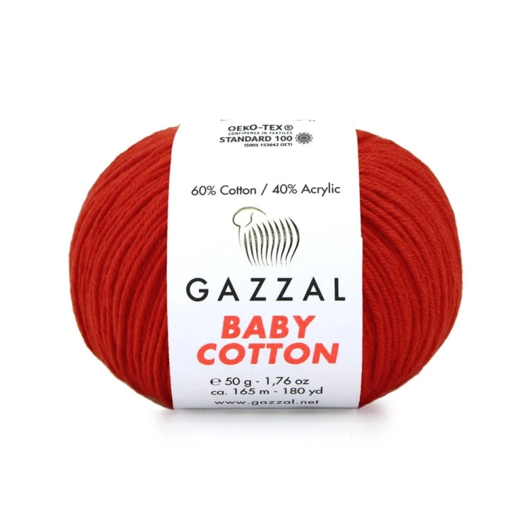 Włóczka Gazzal Baby Cotton 3443 - 50g - czerwony