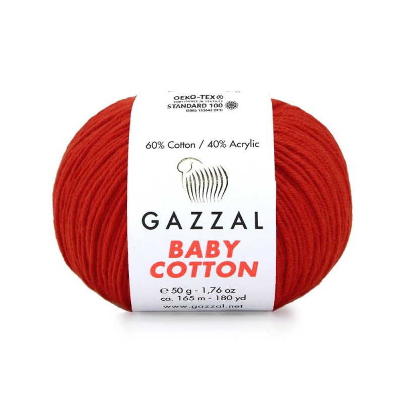 Włóczka Gazzal Baby Cotton 3443 - 50g - czerwony