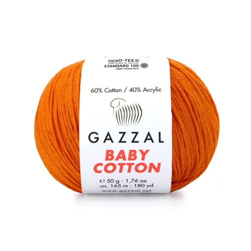 Włóczka Gazzal Baby Cotton 3419 - 50g - pomarańcz