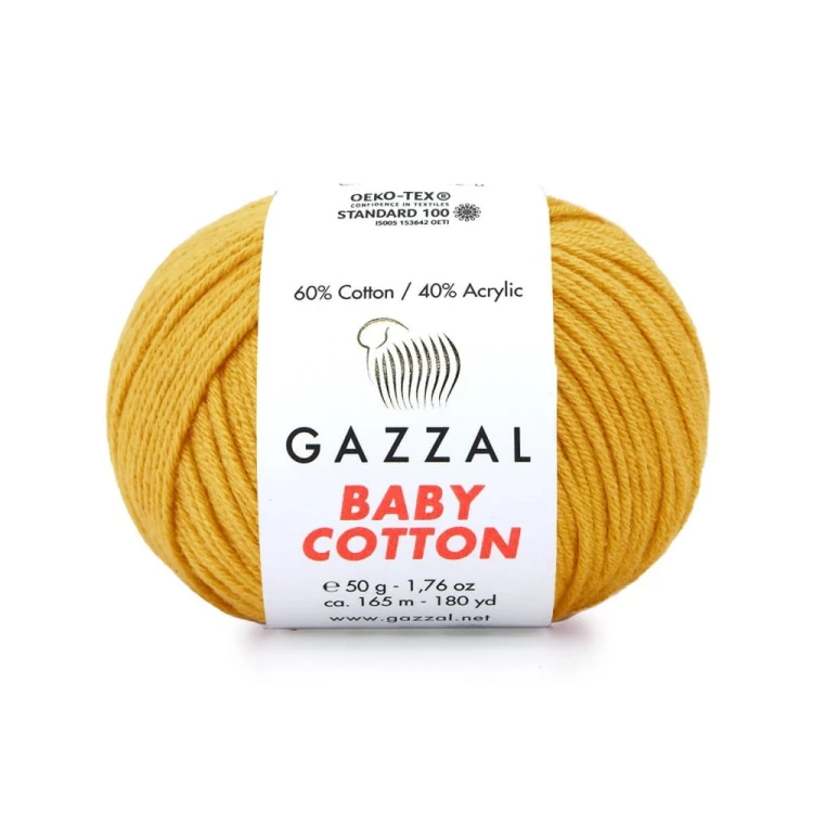 Włóczka Gazzal Baby Cotton 3447 - 50g - musztarda