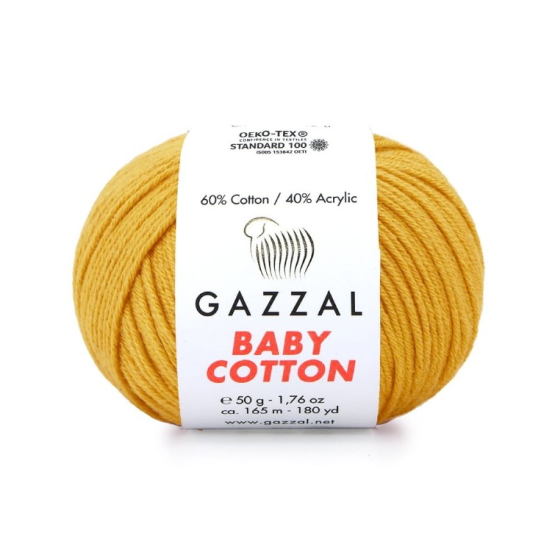 Włóczka Gazzal Baby Cotton 3447 - 50g - musztarda