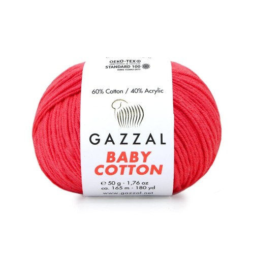 Włóczka Gazzal Baby Cotton 3458 - 50 g - ultra koral