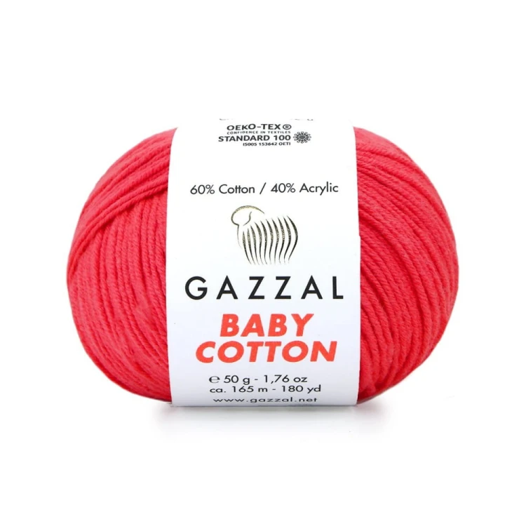 Włóczka Gazzal Baby Cotton 3458 - 50 g - ultra koral