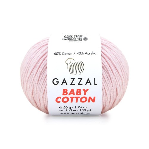 Włóczka Gazzal Baby Cotton 3411 - 50g - jasny róż