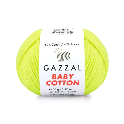 Włóczka Gazzal Baby Cotton 3462 - 50g - ultra żółty
