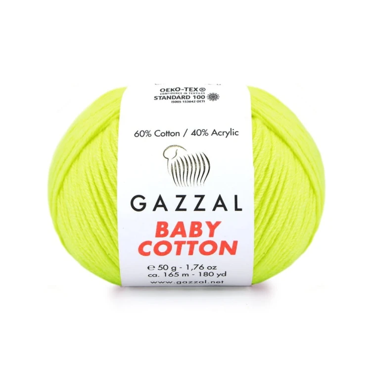 Włóczka Gazzal Baby Cotton 3462 - 50g - ultra żółty