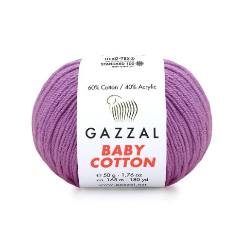 Włóczka Gazzal Baby Cotton 3414 - 50g - jasny fiolet