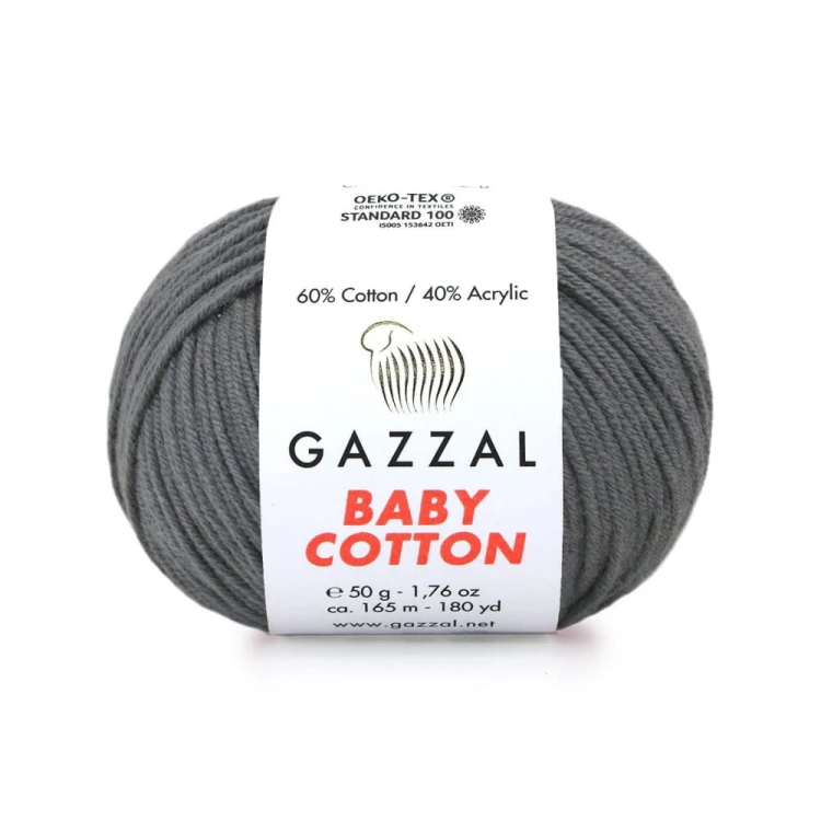 Włóczka Gazzal Baby Cotton 3450 - 50g - ciemny szary