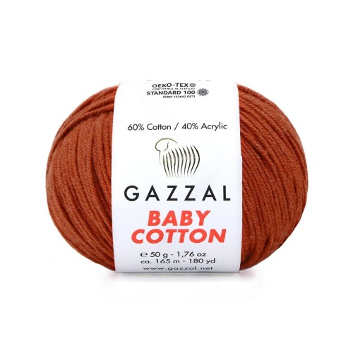 Włóczka Gazzal Baby Cotton 3453 - 50g - palona cegła