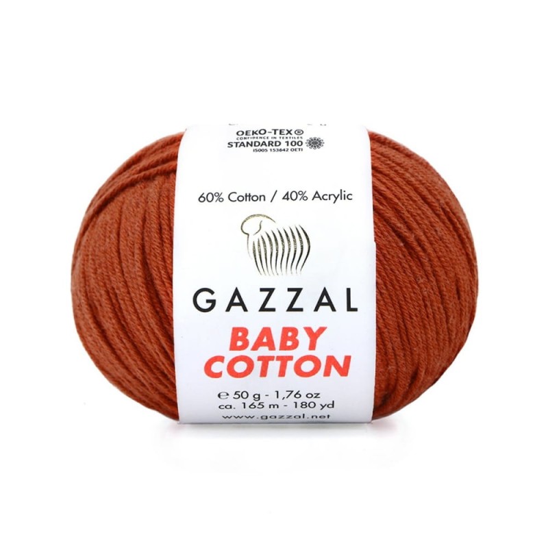 Włóczka Gazzal Baby Cotton 3453 - 50g - palona cegła