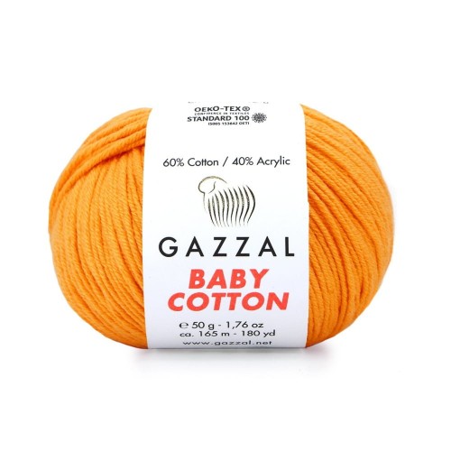 Włóczka Gazzal Baby Cotton 3416 - 50g - jasny pomarańcz