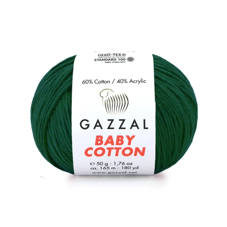 Włóczka Gazzal Baby Cotton 3467 - 50g - butelkowa zieleń