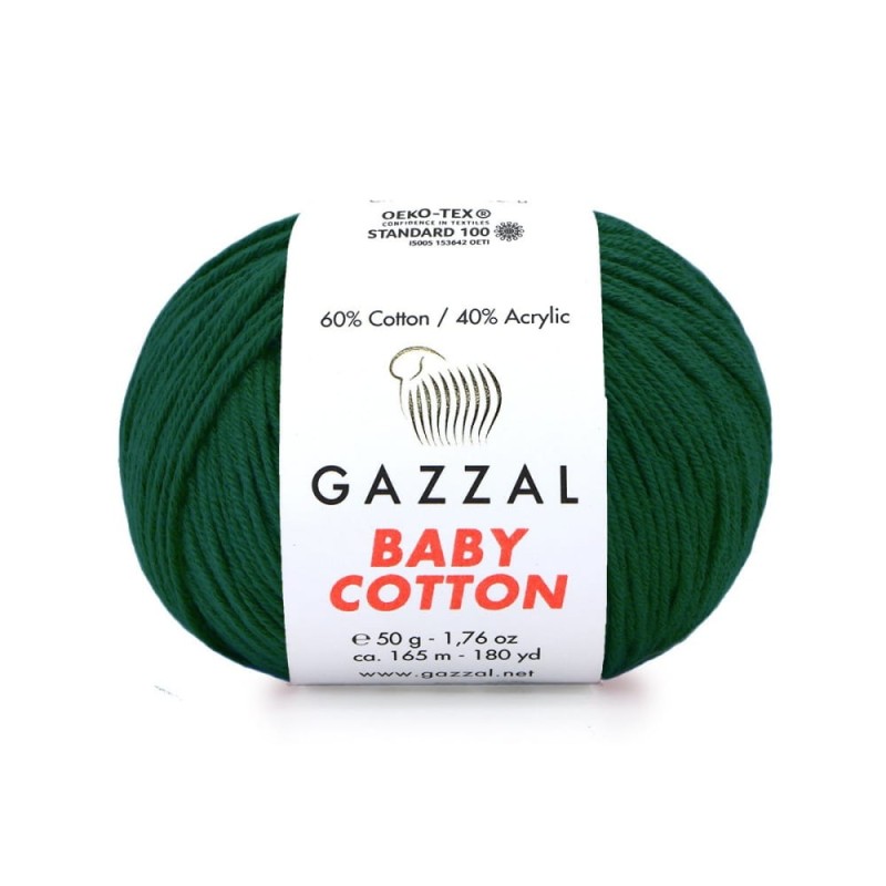 Włóczka Gazzal Baby Cotton 3467 - 50g - butelkowa zieleń