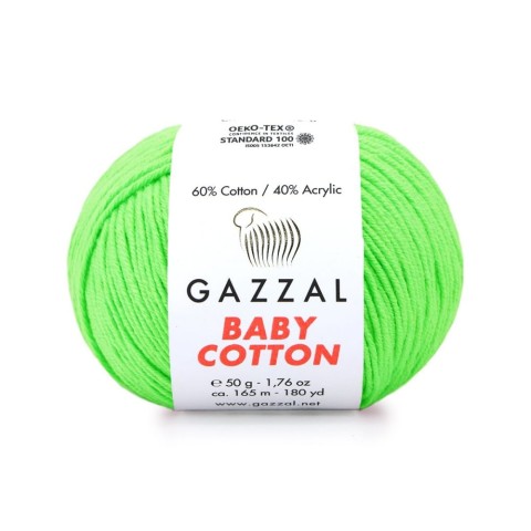 Włóczka Gazzal Baby Cotton 3427 - 50g - zielone jabłuszko
