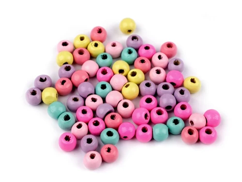 Koraliki drewniane lakierowane 8 mm / mix pastelowe / ~120 szt. / 20g