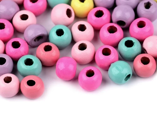 Koraliki drewniane lakierowane 8 mm / mix pastelowe / ~120 szt. / 20g