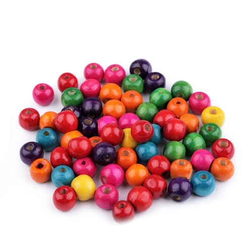 Koraliki drewniane lakierowane 10 mm / mix / ~ 85 szt. / 25 g