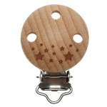 Drewniany klips Go handmade okrągły gwiazdki / Ø 3cm