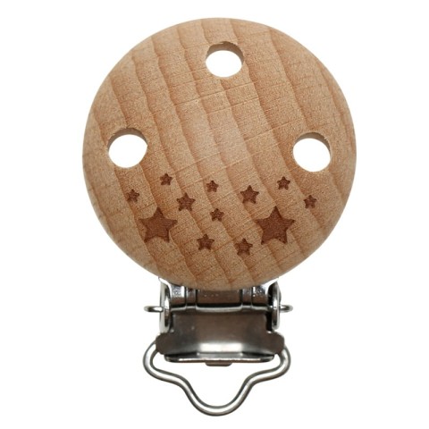Drewniany klips Go handmade okrągły gwiazdki / Ø 3cm