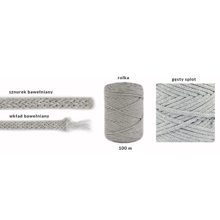 PREMIUM sznurek bawełniany by KOKONKI 5mm / rolka 100m / czerń (wiązany) - NOWA PARTIA