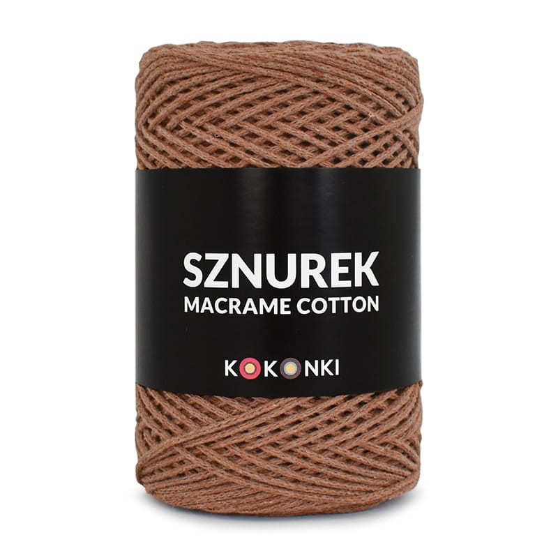 Sznurek Macrame Cotton by KOKONKI 2mm / rolka 200m / ciepły brąz (wiązany)