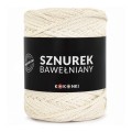 PREMIUM Sznurek bawełniany by KOKONKI 5mm / rolka 100m / krem + złoty LUREX - NOWA PARTIA