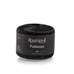 Włóczka / nić fantazyjna z cekinami Rosarios 4 Paillettes 15 / czerń / 25g
