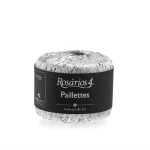 Włóczka / nić fantazyjna z cekinami Rosarios 4 Paillettes 09 / srebrny / 25g