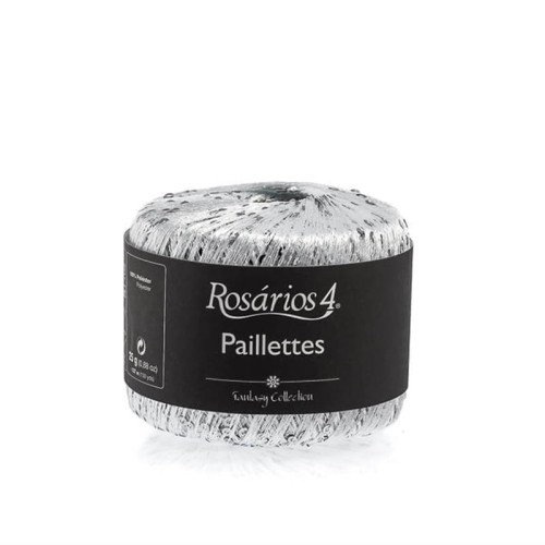 Włóczka Rosarios 4 Paillettes 09 / Branco / srerbny